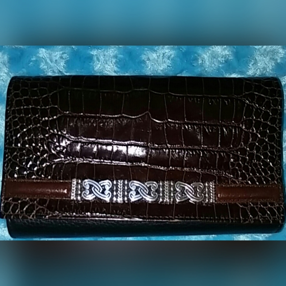 Brighton Brown-Black Crocodile Embossed Wallet